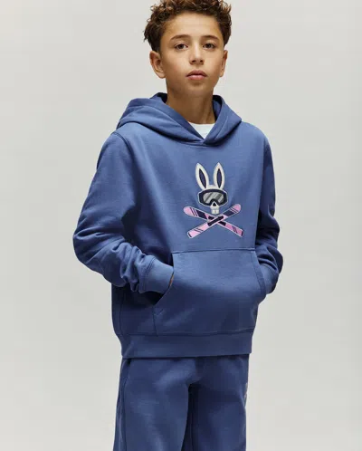Psycho Bunny Kids Indigo Ski Bunny Hoodie In Blue