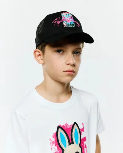 Psycho Bunny Kids Isaac Trucker Cap In Black