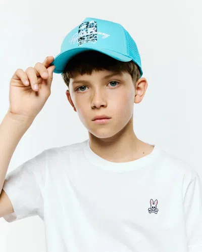 Psycho Bunny Kids Isaac Trucker Cap In White