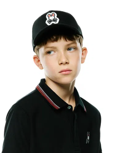 Psycho Bunny Kids Jaydon Baseball Cap In Black