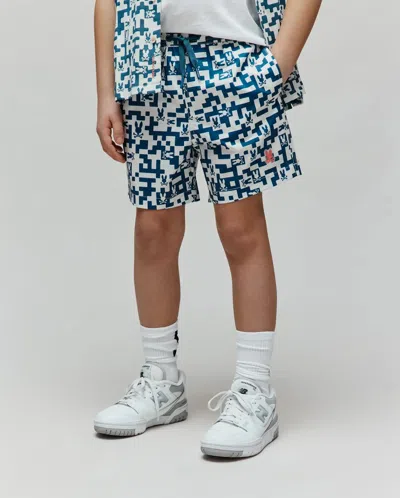 Psycho Bunny Kids Josh Swim Trunk 6" In Blue