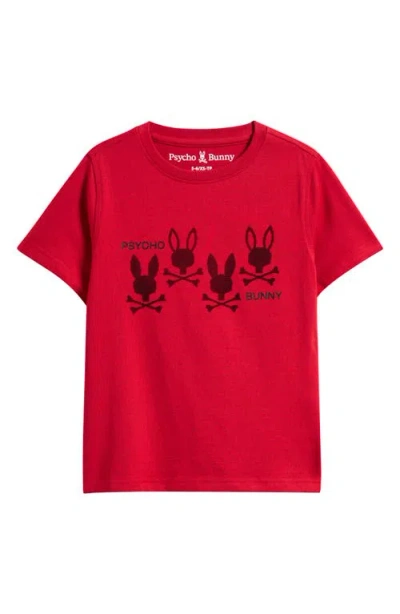 Psycho Bunny Kids' Jovan Cotton Graphic T-shirt In Red