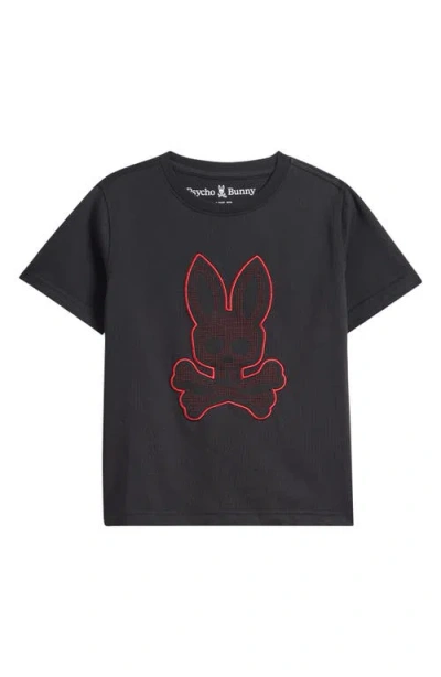Psycho Bunny Kids' Jovan Embroidered Bunny Graphic T-shirt In Black