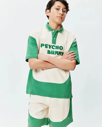 Psycho Bunny Kids Kelly Oversized Polo In Green