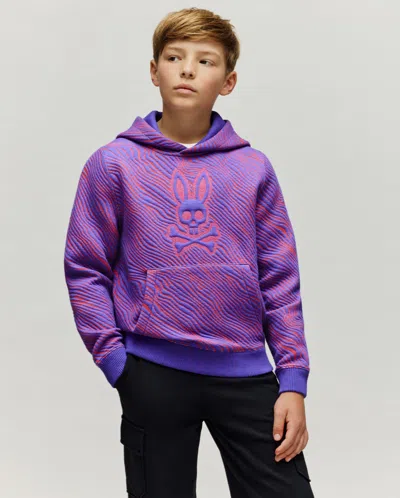 Psycho Bunny Kids Kendrick Double Knit Jacquard Textured Hoodie In Multi
