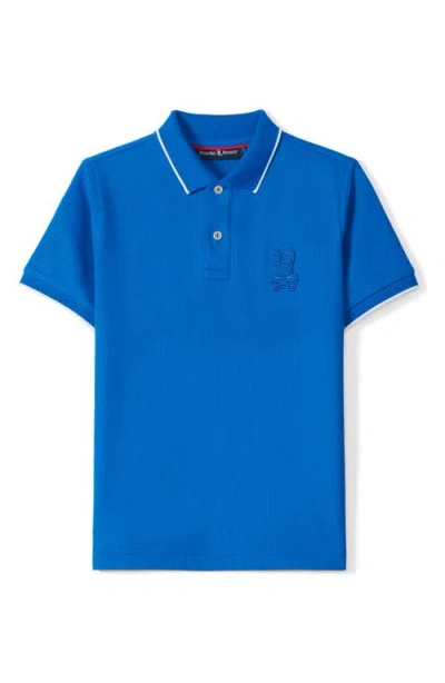 Psycho Bunny Kids' Kingston Tipped Piqué Polo In Nautical Blue