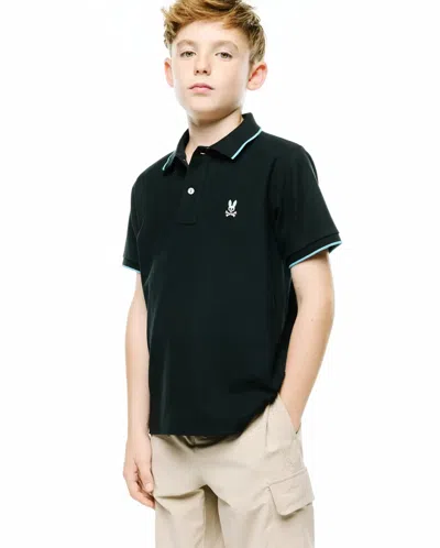Psycho Bunny Kids' Klaus Pique Polo In Black