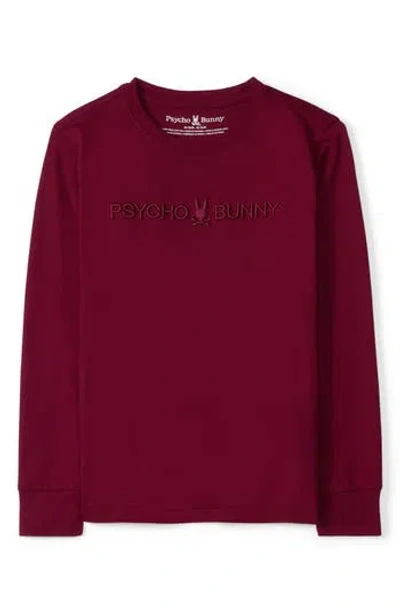 Psycho Bunny Kids' Lakewood Embroidered Long Sleeve Pima Cotton T-shirt In Red