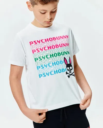 Psycho Bunny Kids Landon Wordmark Tee In White