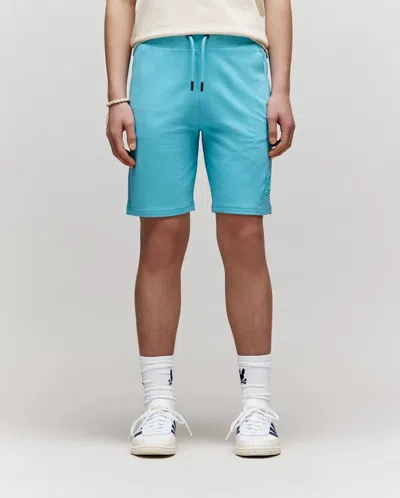 Psycho Bunny Kids Levanzo Embroidered Micro French Terry Sweatshort 3 1/2"- 7 1/4" In Blue