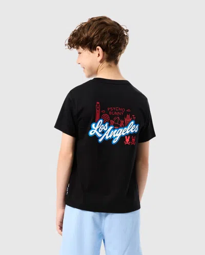 Psycho Bunny Kids Los Angeles City Tee In Black
