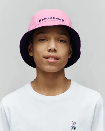 Psycho Bunny Kids Luke Reversible Bucket Hat In 402 Evening Blue