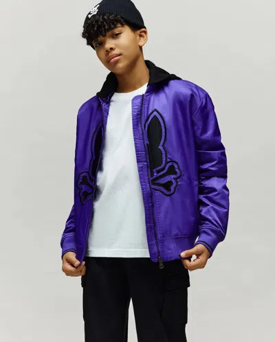 Psycho Bunny Kids Magnus Relaxed Bomber In Purple