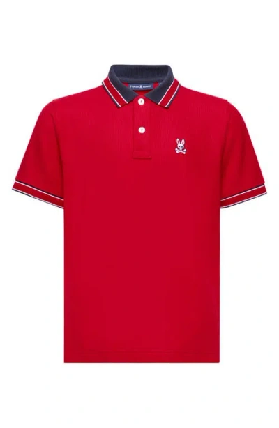 Psycho Bunny Kids' Mccoy Piqué Polo In Brilliant Red 2