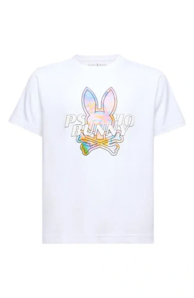 Psycho Bunny Kids' Milos Cotton Graphic T-shirt In White