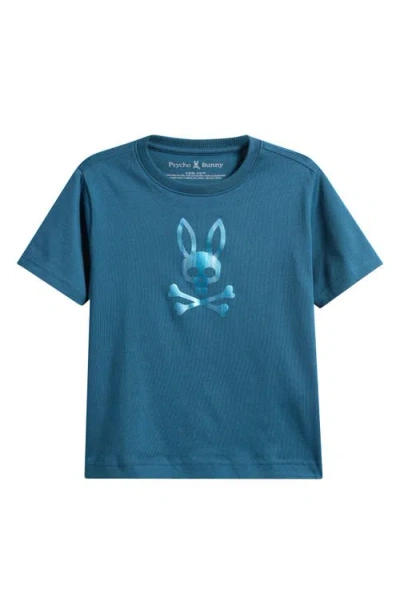 Psycho Bunny Kids' Nev Bunny Graphic Pima Cotton T-shirt In Blue