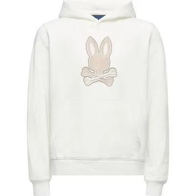 Psycho Bunny Kids' New Castle Embroidered Graphic Hoodie In Ecru