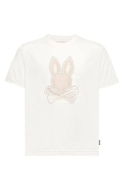 Psycho Bunny Kids' New Castle Embroidered Pima Cotton Graphic T-shirt In Ecru