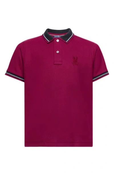 Psycho Bunny Kids' Oak City Piqué Polo In Crimson