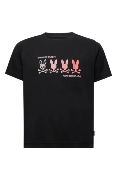 Psycho Bunny Kids' Oceania Embroidered Pima Cotton T-shirt In Black