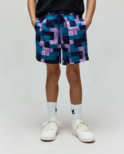 Psycho Bunny Kids Olivier All Over Bunny Swim Trunk 6" In Multi