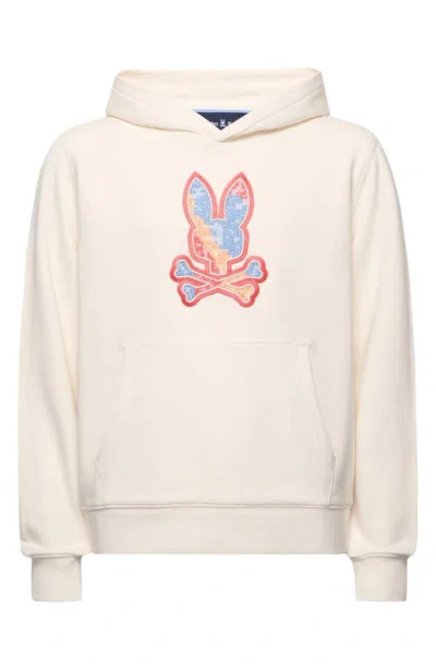 Psycho Bunny Kids' Olivier Pixel Bunny Embroidered Fleece Hoodie In Neutral