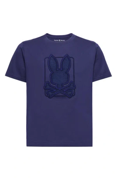 Psycho Bunny Kids' Pierce Embroidered T-shirt In Evening Blue