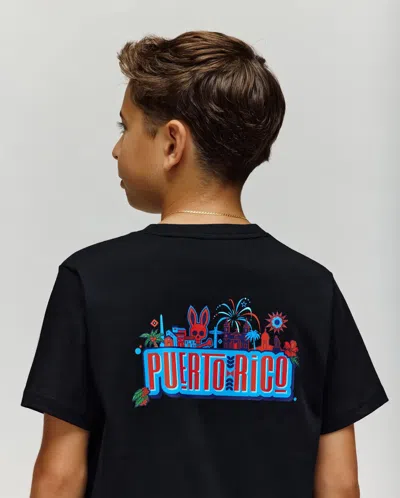 Psycho Bunny Kids Puerto Rico Tee In Black