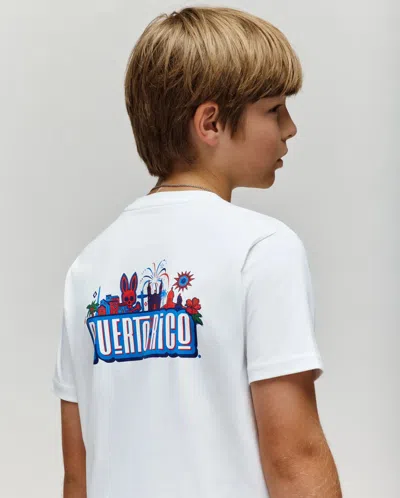 Psycho Bunny Kids Puerto Rico Tee In White