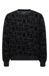 Psycho Bunny Kids' Reed Flocked Crewneck Sweatshirt In Black
