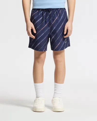 Psycho Bunny Kids Renmark Pb Printed Swim Trunk 6" In Blue