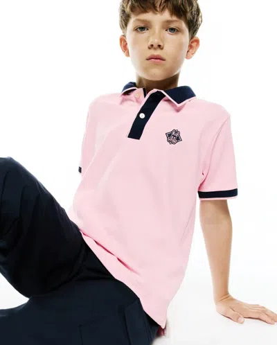 Psycho Bunny Kids Robin Piqué Polo In Pink