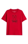 Psycho Bunny Kids' Sayer Embroidered Bunny Pima Cotton T-shirt In Red