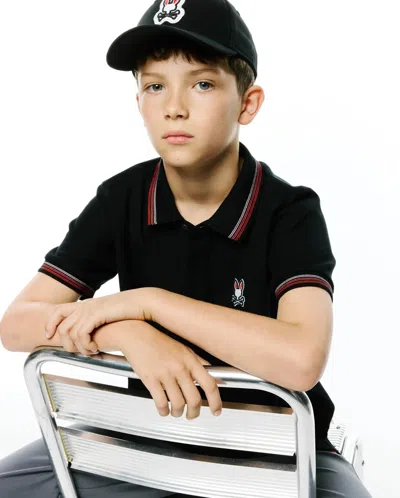 Psycho Bunny Kids Stan Piqué Polo In 001 Black