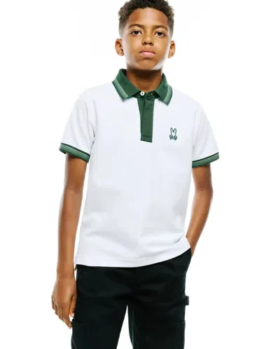 Psycho Bunny Kids Stan Piqué Polo In 100 White