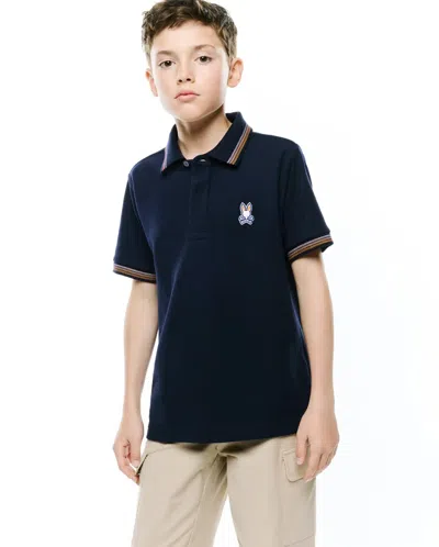 Psycho Bunny Kids Stan Piqué Polo In 423 Baritone Blue