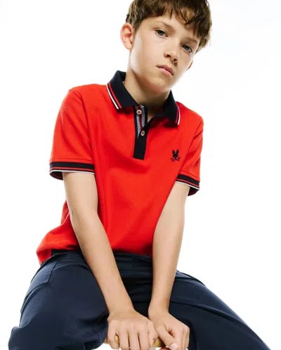 Psycho Bunny Kids Stan Pique Polo In Red