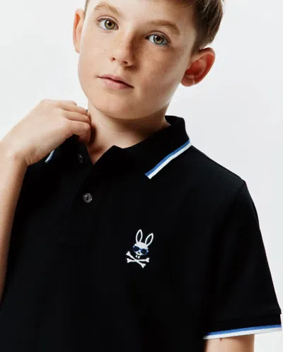 Psycho Bunny Kids Sunny Pique Polo In Black