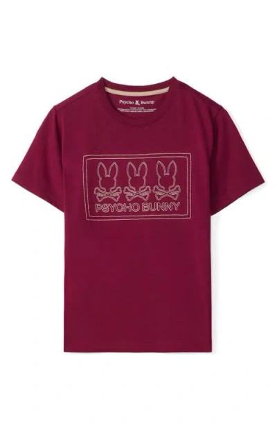 Psycho Bunny Kids' Tacoma Embroidered Cotton Graphic T-shirt In Crimson