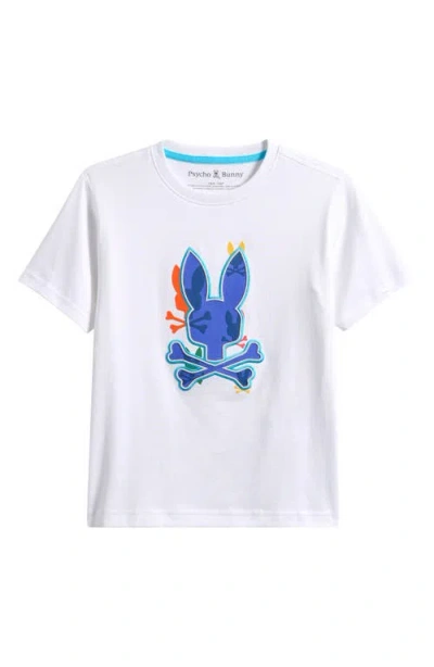 Psycho Bunny Kids' Tanner Bunny Embroidered Pima Cotton Graphic T-shirt In White