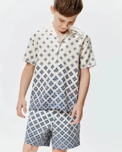 Psycho Bunny Kids Tobias Tencel Shirt In Multi