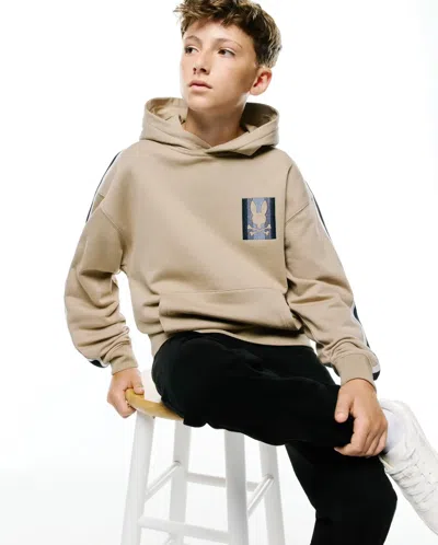Psycho Bunny Kids Ty French Terry Hoodie In Brown