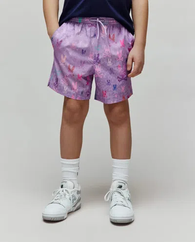 Psycho Bunny Kids Van Swim Trunk 6" In Purple