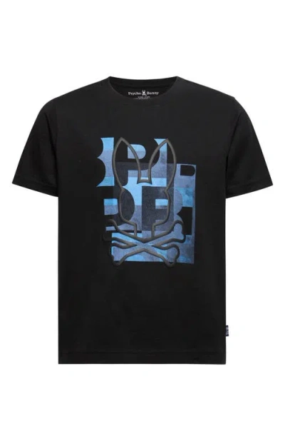 Psycho Bunny Kids' Zealand Pima Cotton Graphic T-shirt In Black