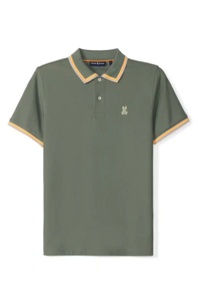 Psycho Bunny Kingsbury Tipped Piqué Polo In Agave Green