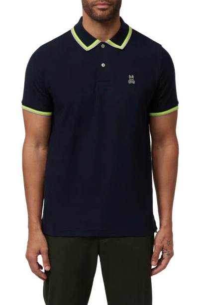 Psycho Bunny Kingsbury Tipped Piqué Polo In Navy