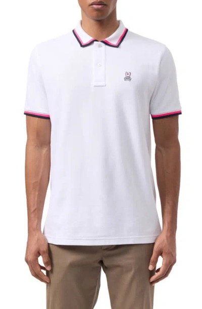 Psycho Bunny Kingsbury Tipped Piqué Polo In White