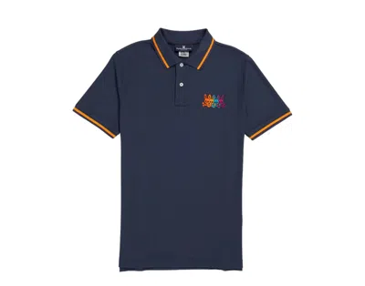 Psycho Bunny Lafayette Embroidered Stripe Polo North Sea Shirt B6k964u1pc-nrs In Blue