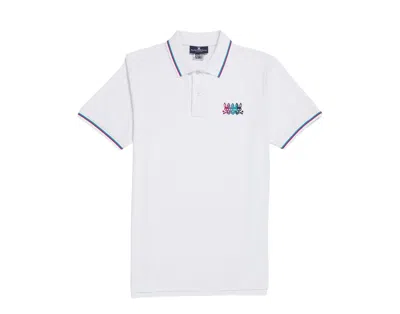 Psycho Bunny Lafayette Embroidered Stripe Polo White Men's Shirt B6k964u1pc-wht