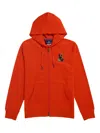 Psycho Bunny Leo Embroidered Zip-up Hoodie In Red